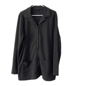 LANDS End herringbone button up cardigan with front pockets 100% cotton size XL